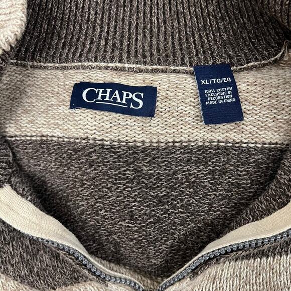 Men's Chaps Zip Up Sweater Two Tone Brown XL - Picture 4 of 4